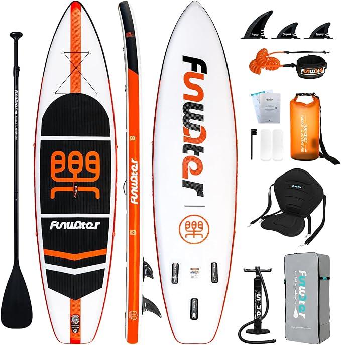 10'6"-11'6" SUP Board, aufblasbares Stand-Up Paddle Board für alle Könnensstufen, ideal für Einsteiger & Familien, mit Anti-Rutsch Eva-Deck, Paddel, Pumpe & komplettem Zubehör