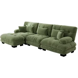 ECKSOFA Modulares 313cm Chenille Cloud-Sofa mit Ottoman für das Wohnzimmer