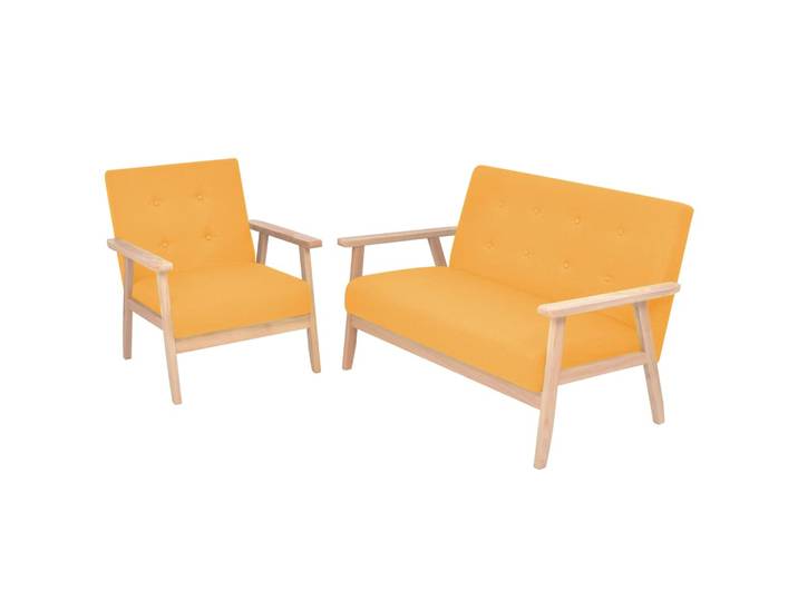 vidaXL Sofa-Set 2-tlg. Stoff Gelb