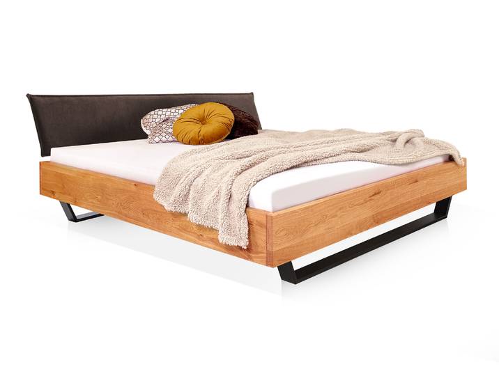DAKONA Kufenbett mit Polsterkopfteil, Material Massivholz, 180