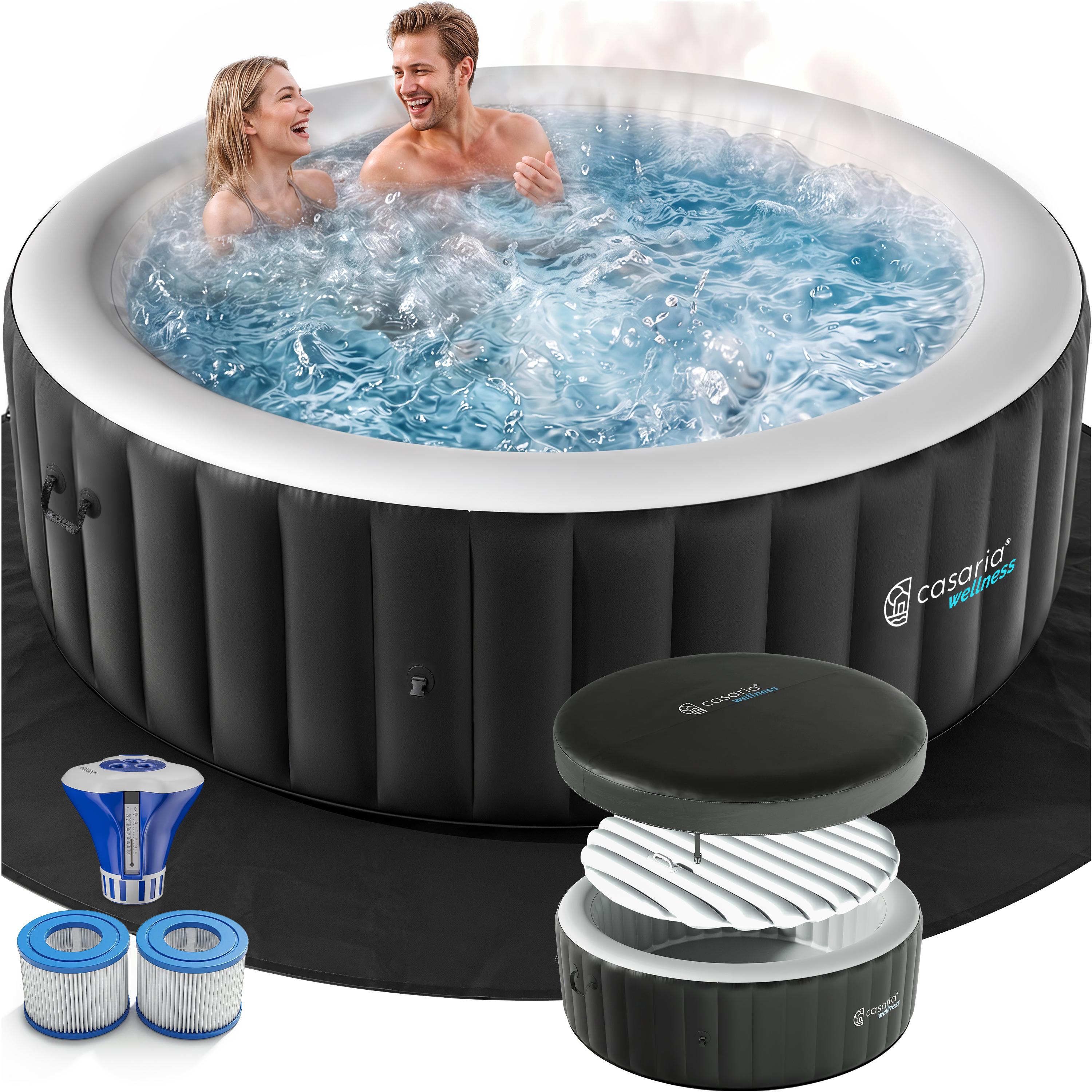 CASARIA Aufblasbarer Whirlpool 6 Personen 140 Düsen schnelles Aufheizen bis 42°C, winterfest mit Frostschutz 3-lagiges PVC Spa Pool mit Abdeckung Filter & Zubehör Für In & Outdoor Rund