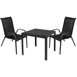 Gartengarnitur Sitzgarnitur 3-teilig L90xB90xH74cm Anthrazit / Schwarz