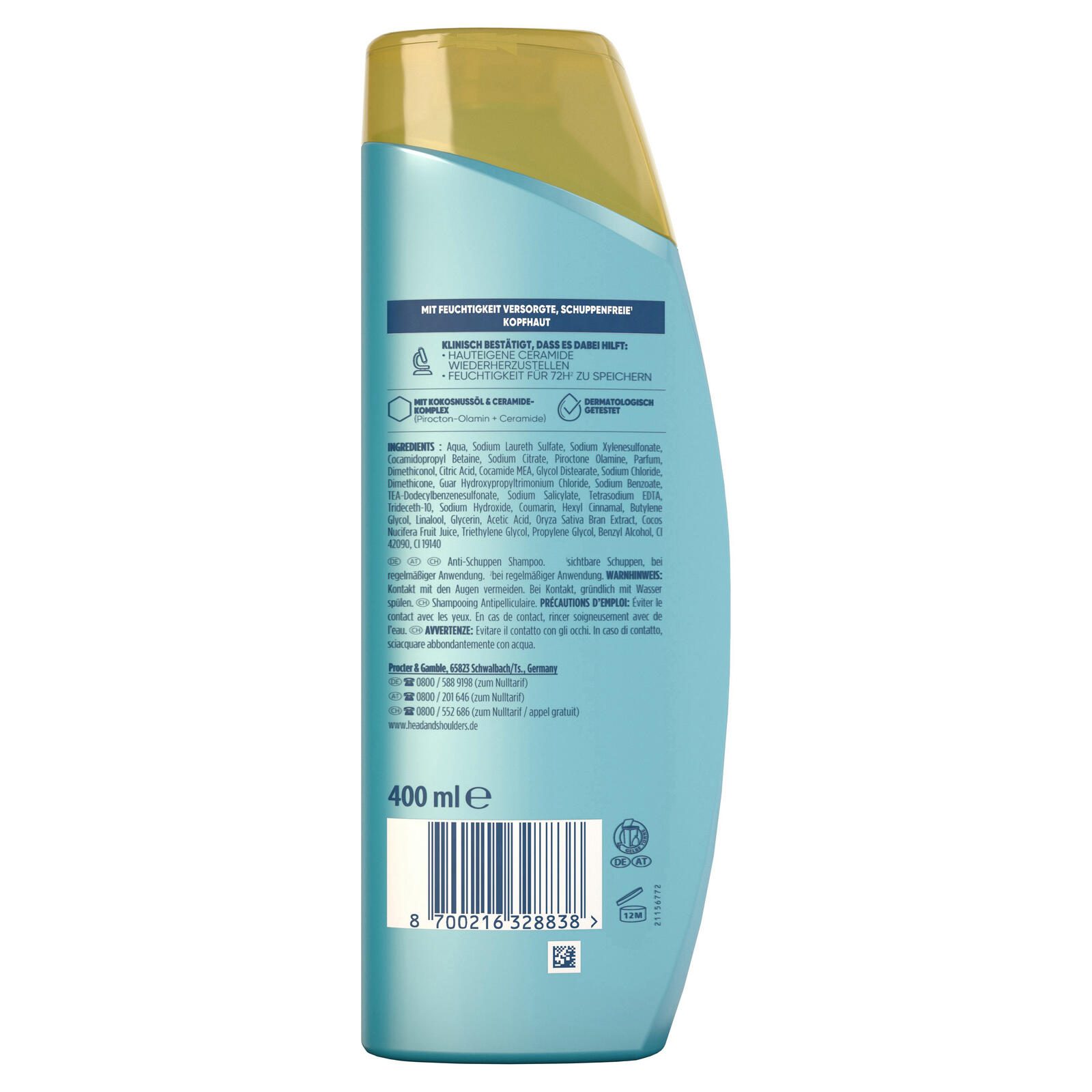 head&shoulders® DERMAXPRO HYDRA PFLEGE Shampoo 400 ml 8700216328838