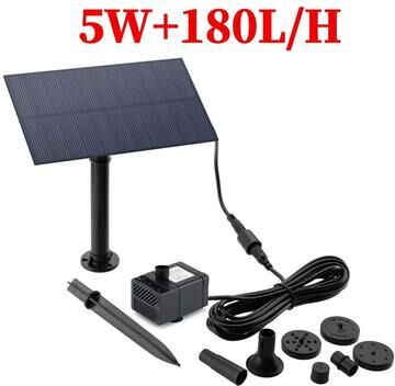 Inspired Finds 50W 30W 5W 800L H DC 12V Low Noise Brushless Solar Water Pump Kit For Outdoor Fountain, Pond, Pool & Bird Bath 5w