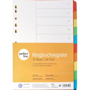 perfect-line Register A4, blanko, Karton, 10-teilig, vollfarbig, 5 Stück