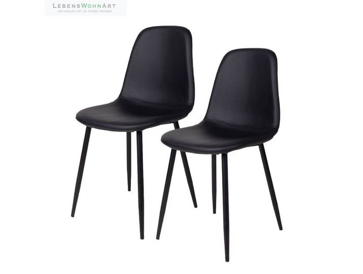 LebensWohnArt Stuhl Zeitloser Stuhl MALMÖ (2er Set) schwarz PU schwarzen Beinen