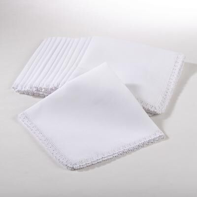 Saro Lifestyle Lace Trim Cloth Napkins (Set of 4) - Elegant Dinner Napkins for Everyday Dining & Entertaining
