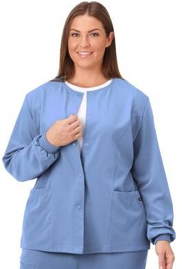 Plus Size Women's Jockey Scrubs Women's Snap to it Warm-Up Jacket by Jockey Encompass Scrubs in Blue (Size XL(18-20))