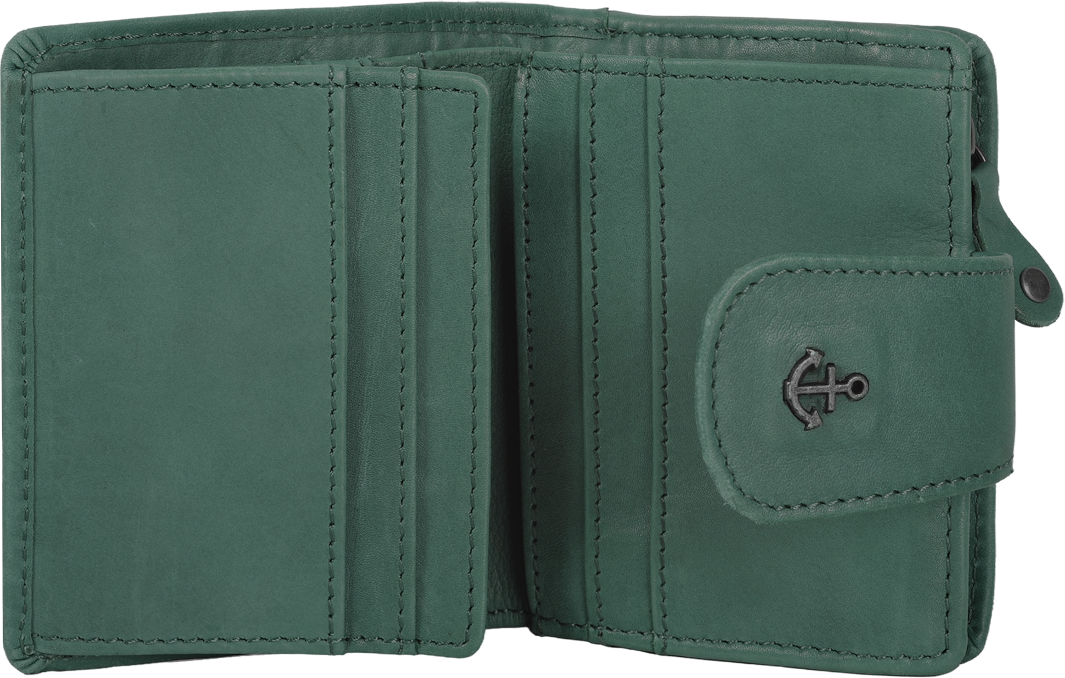 Geldbörse HARBOUR 2ND "Stella", Damen, grün (petrol), Rindsleder, Kleinlederwaren Geldbörse, Unisex Portemonnaie, Geldbeutel mit Logoaufnäher petrol Einheitsgröße