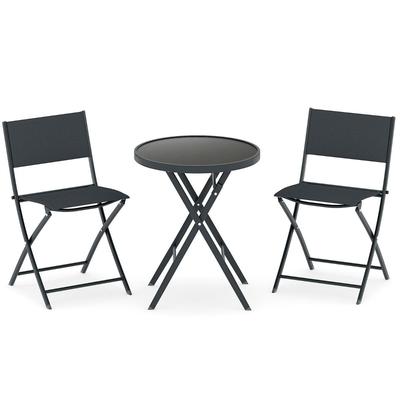 Helloshop26 - Set aus 3 klappbaren Bistrotischen für die Terrasse 60 cm Durchmesser praktisch und attraktiv schwarzes Metall