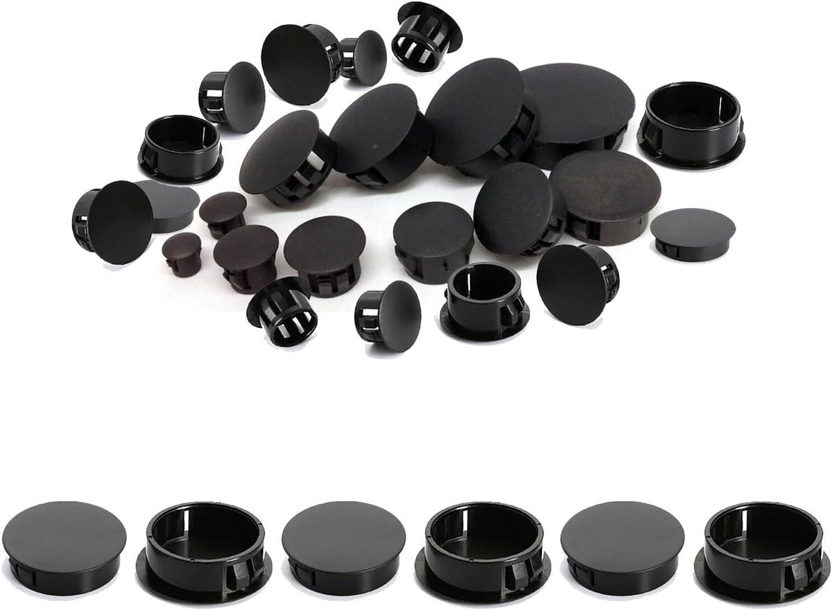 200 stuks Plastic Gatpluggen Zwart - Afdekdoppen voor Vergrendelingssokkel - Verzonken Type voor Meubelafwerking - 15 mm