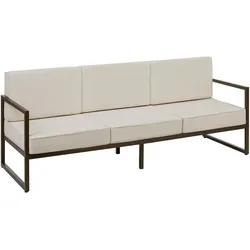 tectake Garten-Loungesofa Comosa, 3-Sitzer, XXL-Polsterung  Braun/Beige