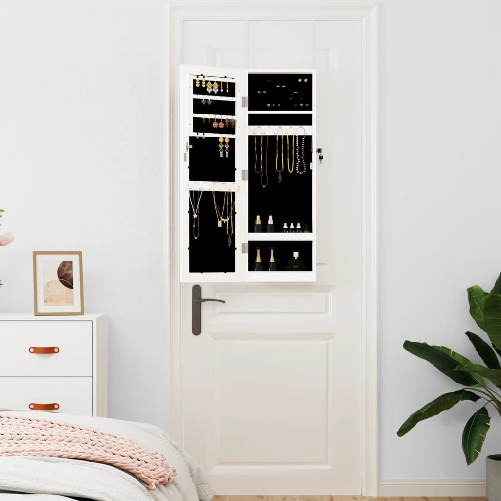 vidaXL Armoire à bijoux avec miroir murale blanc 30x8,5x90 cm