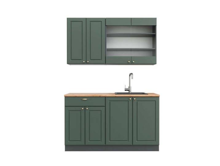 Cuisine Fame-Line 140cm PT Chêne Vert Or Campagne/Anthracite Vicco 42372