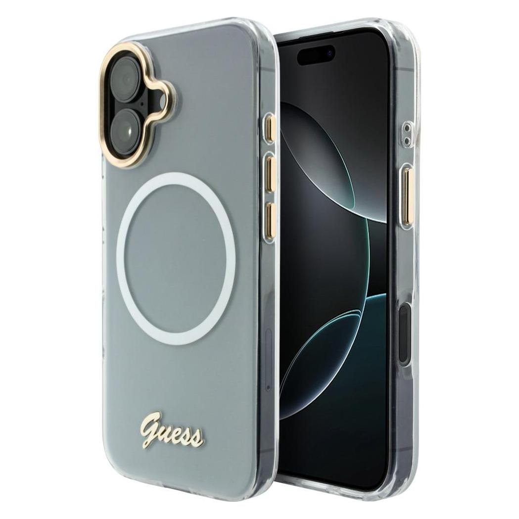 Guess Etui IML Gradient Script Metal MagSafe do iPhone 17 biały (Apple iPhone 17) (GUE005273)