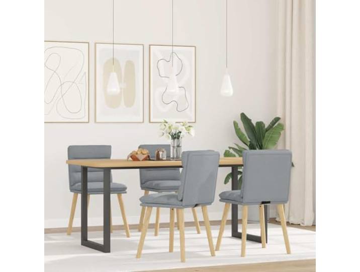 HGPOTUY Esszimmerstühle 4 STK. Hellgrau Stoff Atmungsaktiv, Robustes Metall-Holz-Gestell, Dicke Schaumstoffpolsterung, Vielseitig für Esszimmer und Wohnzimmer