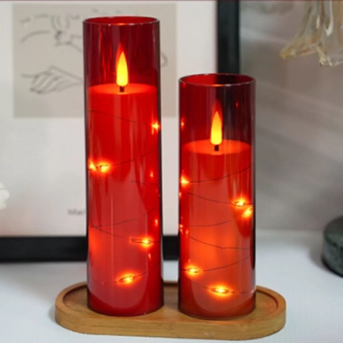 INF Rote LED-Flammenlose Kerze (5,5x16cm) - Perfekt für Weihnachten & Partys