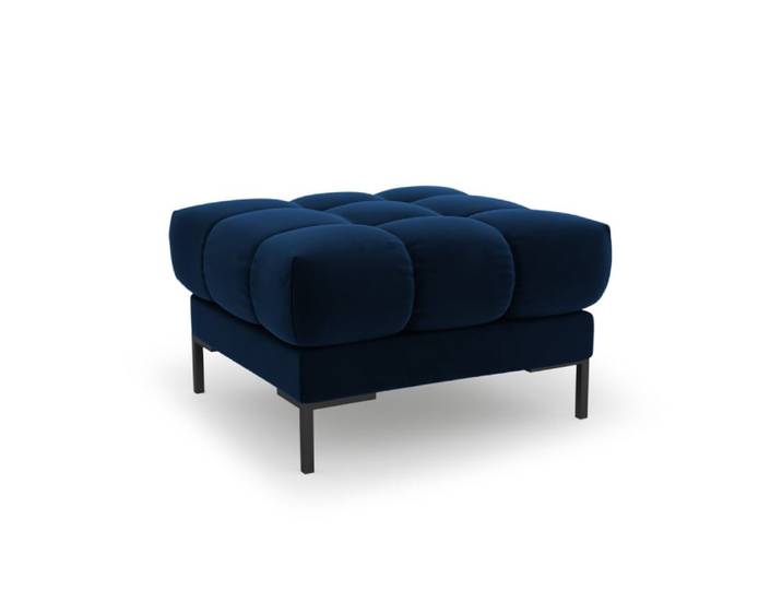 Pouf 1 place en tissu velours bleu roi