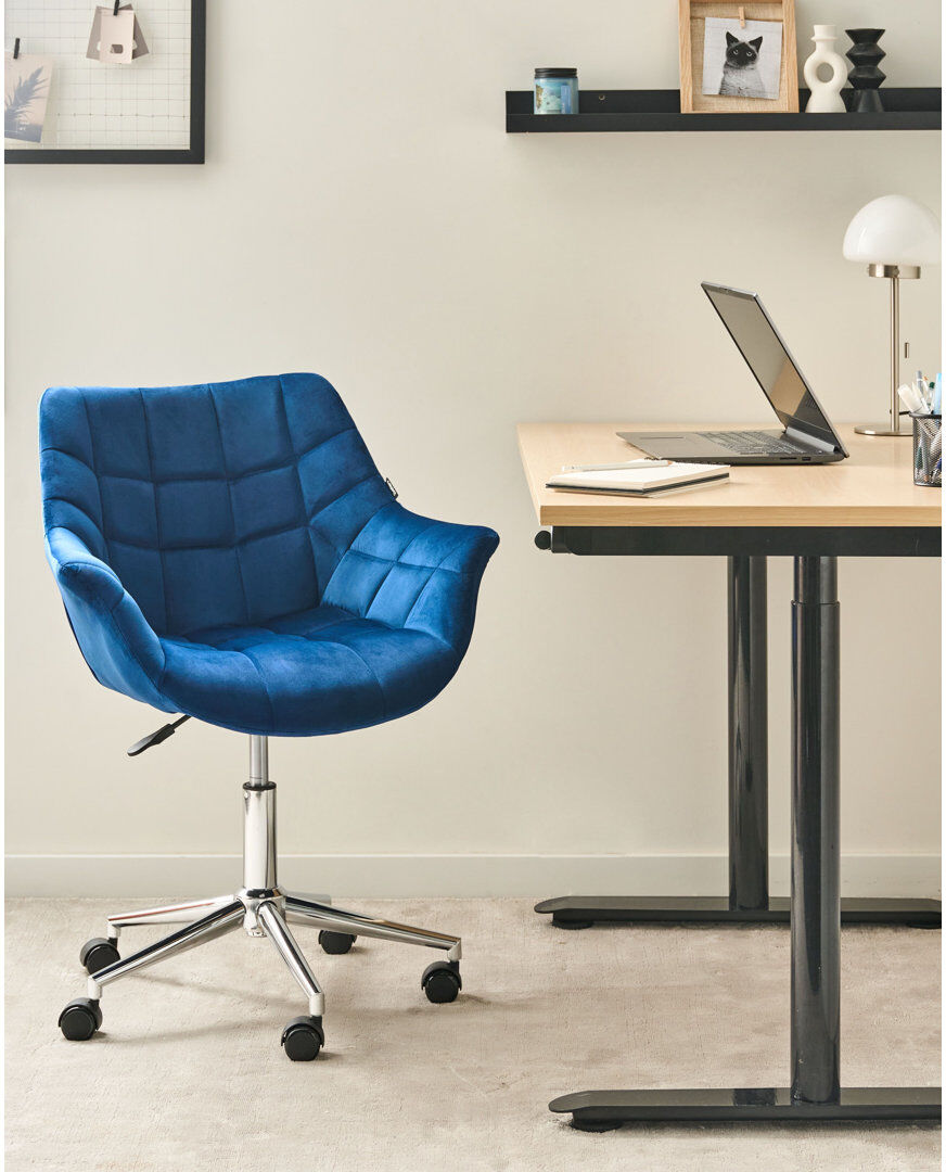Fairmont Park Velvet Office Chair Navy Blue 92cm H X 54cm W X 54cm D