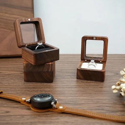 Wooden Engagement Ring Display Box black double