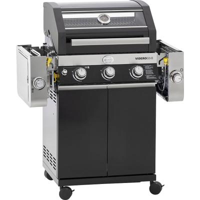 Gasgrill RÖSLE "BBQ-Station VIDERO, 25520", schwarz, B:127cm H:117,5cm T:57cm, Grills, G3-S Schwarz, 3 Brenner, extra Primezone und Seitenbrenner, VARIO+
