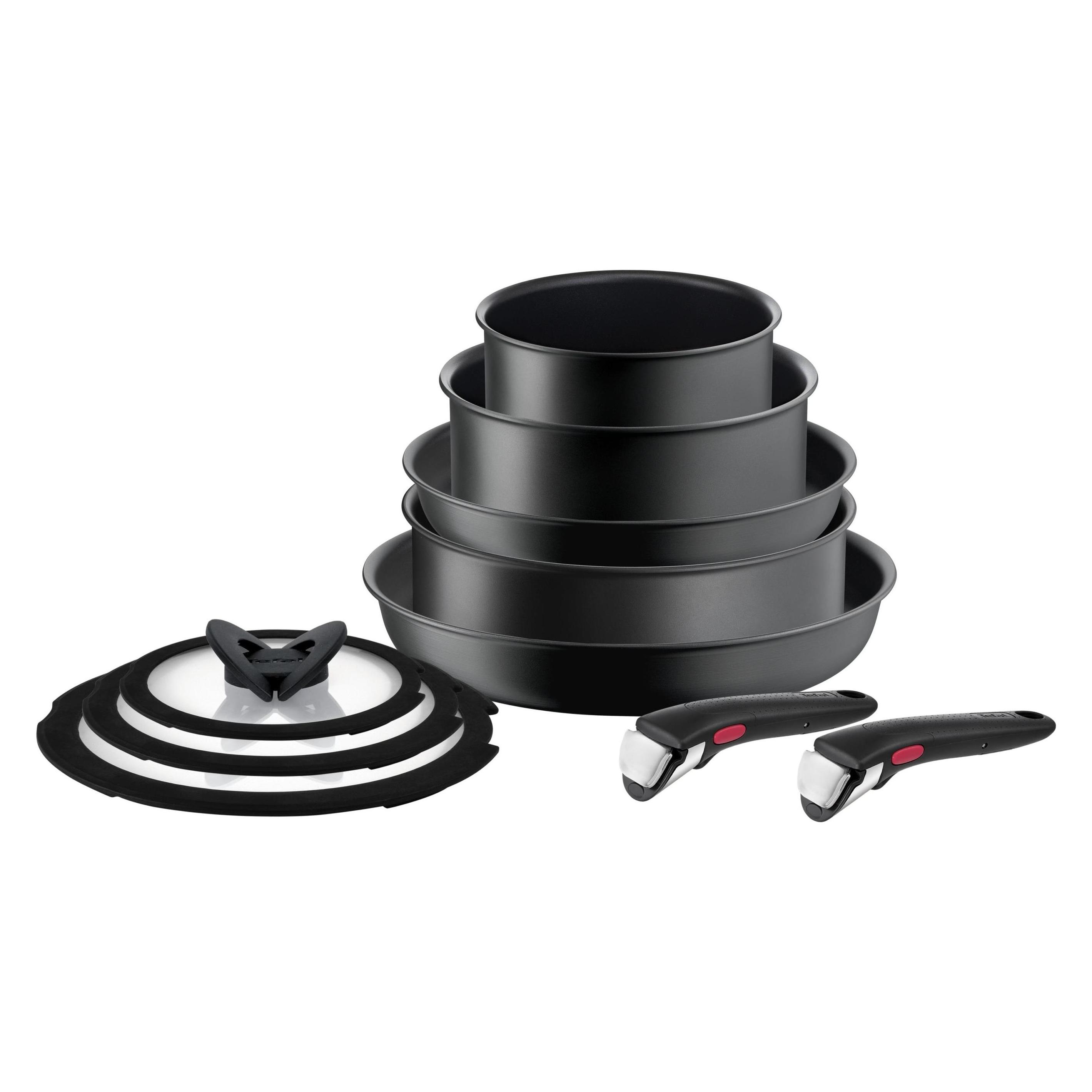 Tefal Ingenio Ultimate stapelbares Kochgeschirr-Set 10-teilig, Deckel, abnehmbarer Griff, platzsparend (L7649153)