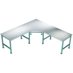 Manuflex AU0047.5021 Fünfeck-Verkettungselement UNIVERSAL mit Kunststoff-Platte, für Tischtiefe = 800 mm Wasserblau