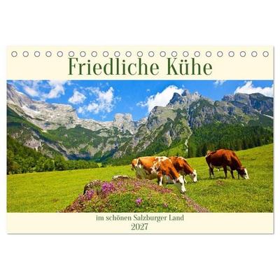 Friedliche Kühe (Tischkalender 2027 DIN A5 quer), CALVENDO Monatskalender