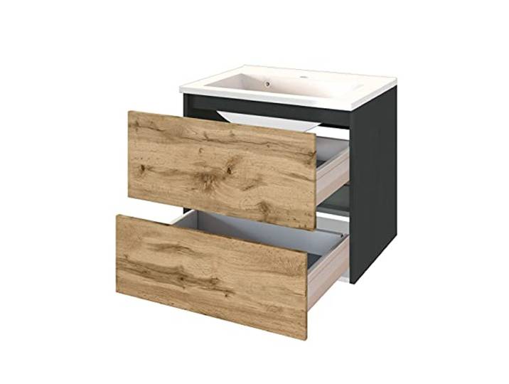 Waschtischunterschrank Luna 60cm 2 Schubladen - graphit/quecksilber