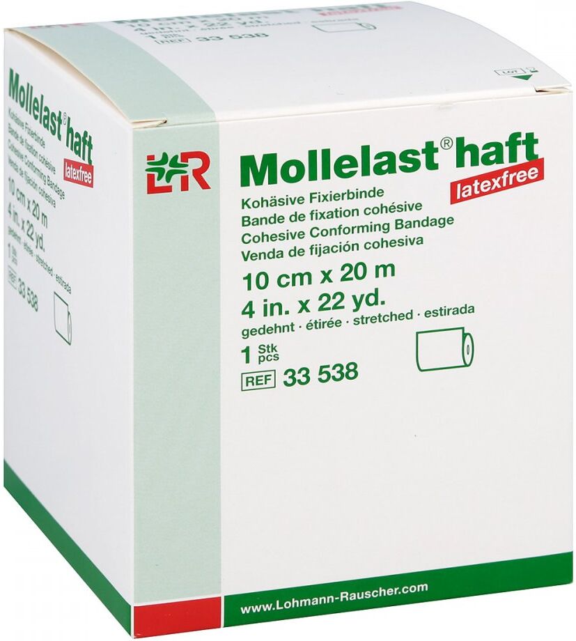 Mollelast haft latexfrei 10cmx20m gedehnt weiss
