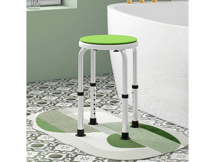 HOMCOM Tabouret Douche Pivotant 360° Hauteur Réglable Aluminium