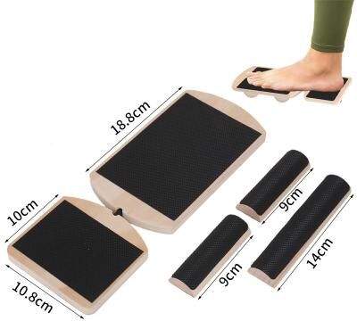 Youfap Market Non slip Adjustable Balance Board For Sprained Ankle, Wooden Single Leg Foot Strengthener For Rehabilitation arc shaped 1set