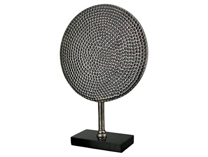 Casablanca modernes Design GILDE Deko Objekt Skulptur Rund - Deko Wohnzimmer Büro - Farbe: Silber - Aluminium auf Marmorsockel - Höhe 44,5 cm