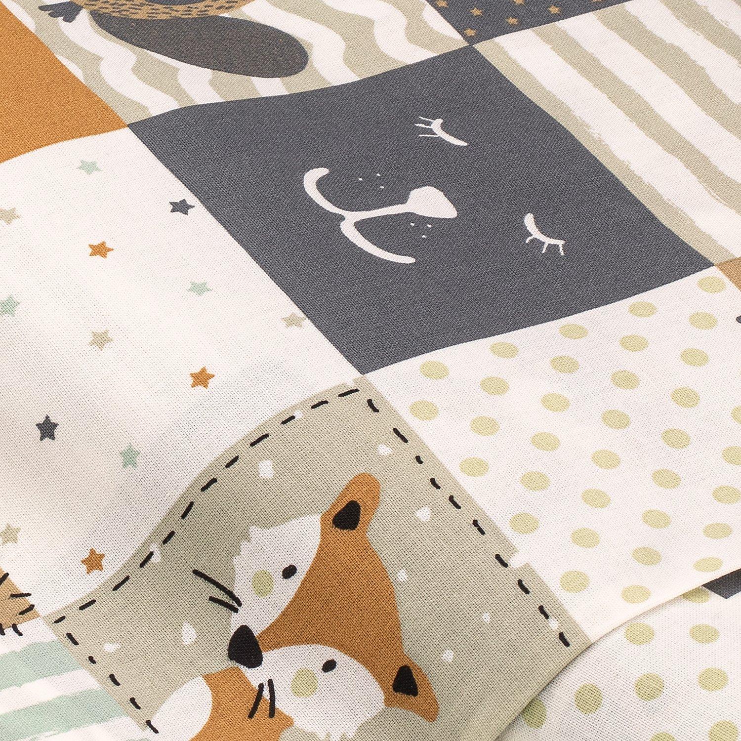 Bio-Baumwollstoff "Tiere Patchwork", grau-color