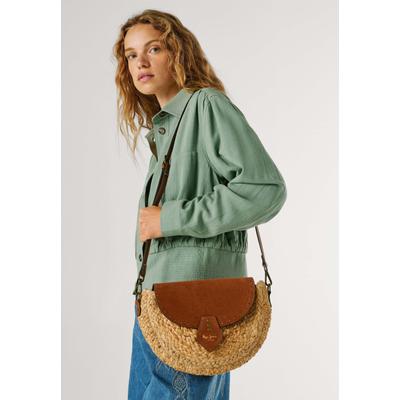 Handtasche PEPE JEANS "Handtasche SADDIE BARKER", Damen, Gr. onesize, braun (tan braun), 80% Jute, 10% Cow Suede, 10% Polyurethan, Taschen Handtasche
