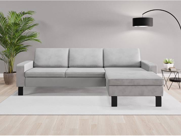 Ecksofa Rio Nr. 1 rechts - Grau (Achatgrau) - Vintage Velours