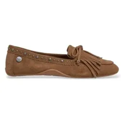 Pepe Jeans für Damen. PLS100021 Mokassins aus Leder Noa Fringes braun (37), Wohnung, Spaltleder, Keine, Lässig
