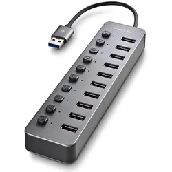 NGS IHUB 10 (USB-A, 10 Ports), Dockingstation + USB Hub, Schwarz