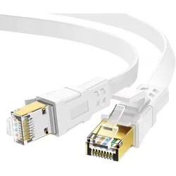 MobileKing Cat 8 LAN Kabel flach 5 m weiß – Highspeed Ethernet bis 40 Gbit/s, RJ45 Netzwerkkabel für Router, Gaming & Streaming