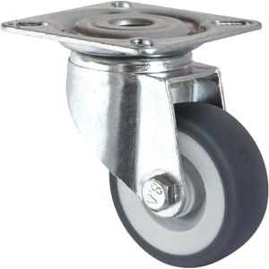 CASCOO Apparaterolle Serie P2T2, mit Anschraubplatte, 50mm Ø, Tragkraft 50 kg, Lenkrolle aus TPE
