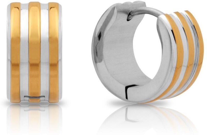 Unique Vergoldete Creolen aus Edelstahl Klappverschluss silber-gold