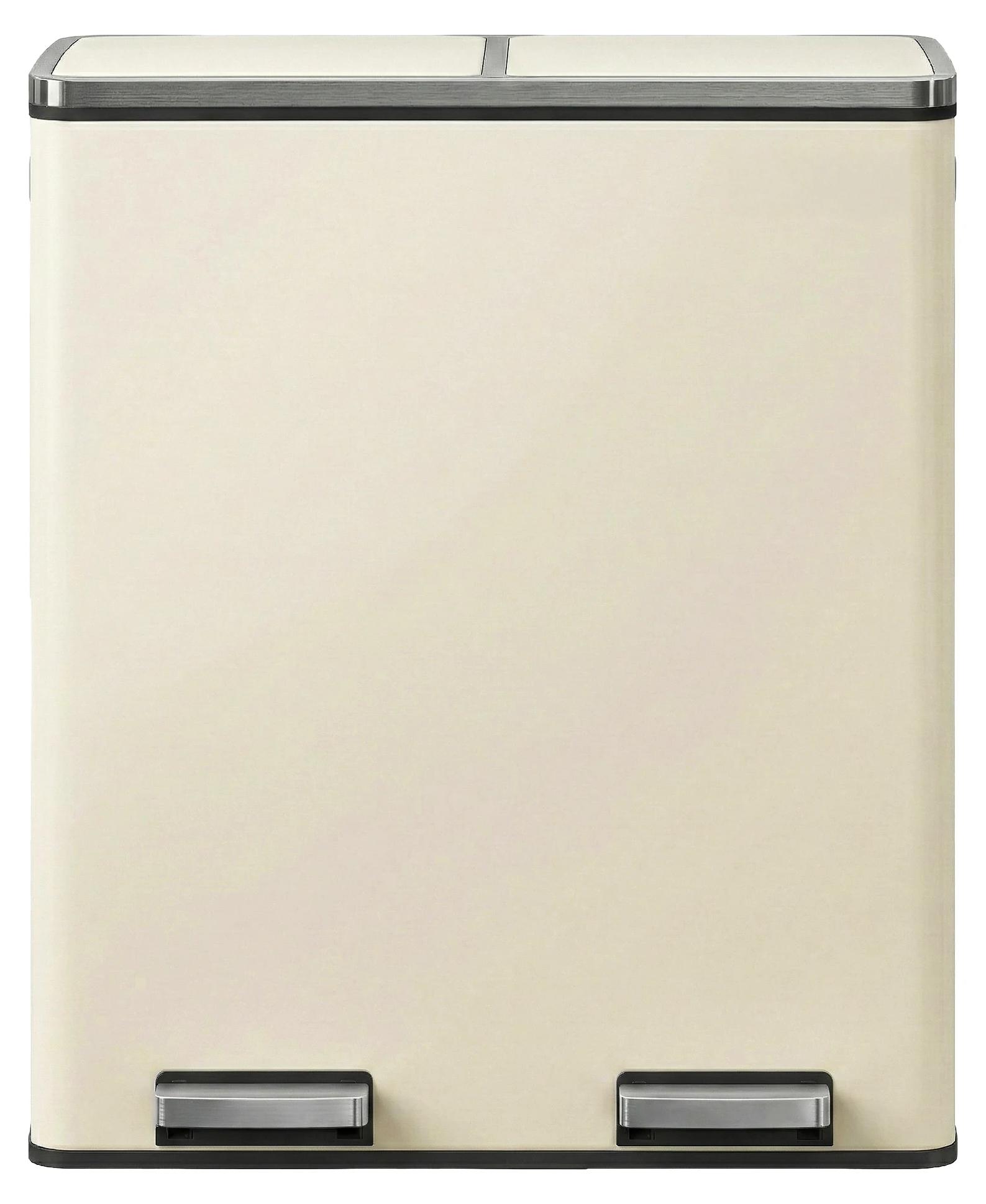 Treteimer - Mülleimer - 2 x 30 l - 2 Fächer - Metall - Mandelbeige