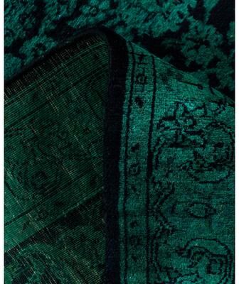 Solo Rugs "Overdyed Hand-Knotted Wool Modern-Contemporary Green Runner 2' 7"" x 8' 3"""