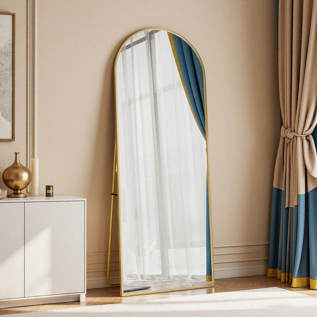 Metro Aluminium Arch Full Length Mirror Gold 162x53cm