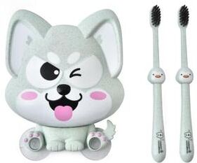 Everyday Crate Cartoon Dog Toothbrush Holder Wall Mount Kids Bathroom Organizer Shelf green