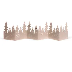 Tischaufsteller Winter Tischgirlande Wald Good old friends Graupappe silberfarben bedruckt, Designer Sarah Baumann, 72x16x0.2 cm