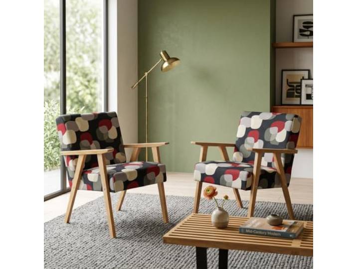 Family Meble 2er-Set Sessel Soler Design – 2 Retro-Sessel im Vintage-Stil mit Stoff-Bezug – Weiß · 8