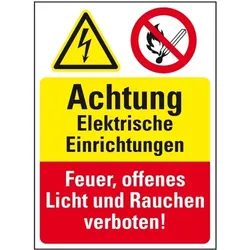 Schild I Sicherheits-Kombischild mit Symbolen, Elektrische..., Kunststoff, 300x400mm