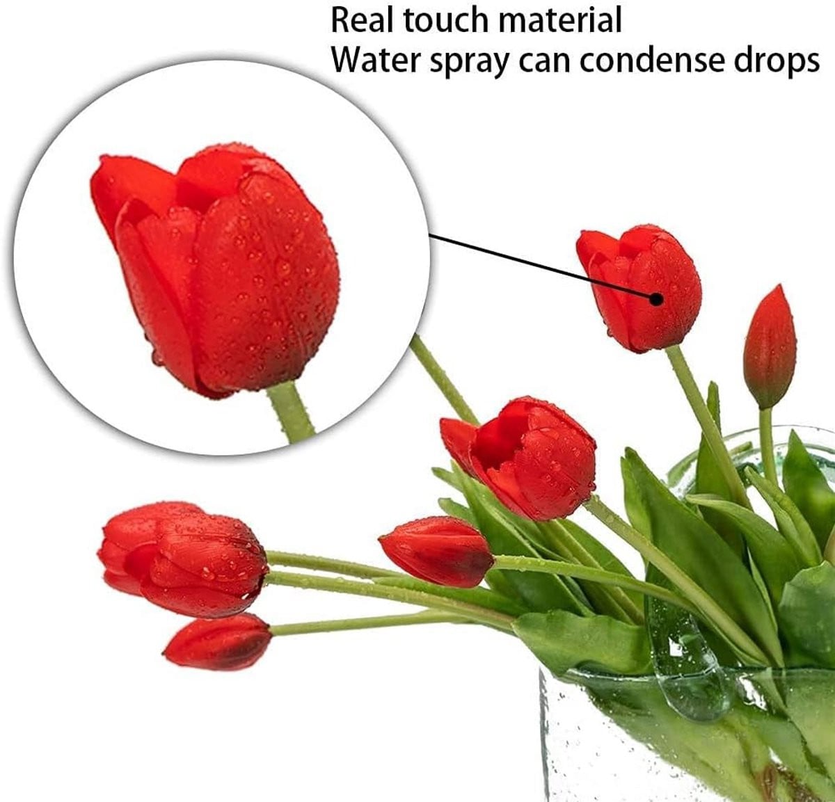 Boeket van 15 realistische kunsttulpen van zijde voor binnen- en buitendecoratie