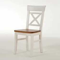 Esszimmerstuhl aus Kiefer Massivholz Weiß-Braun (2er Set)